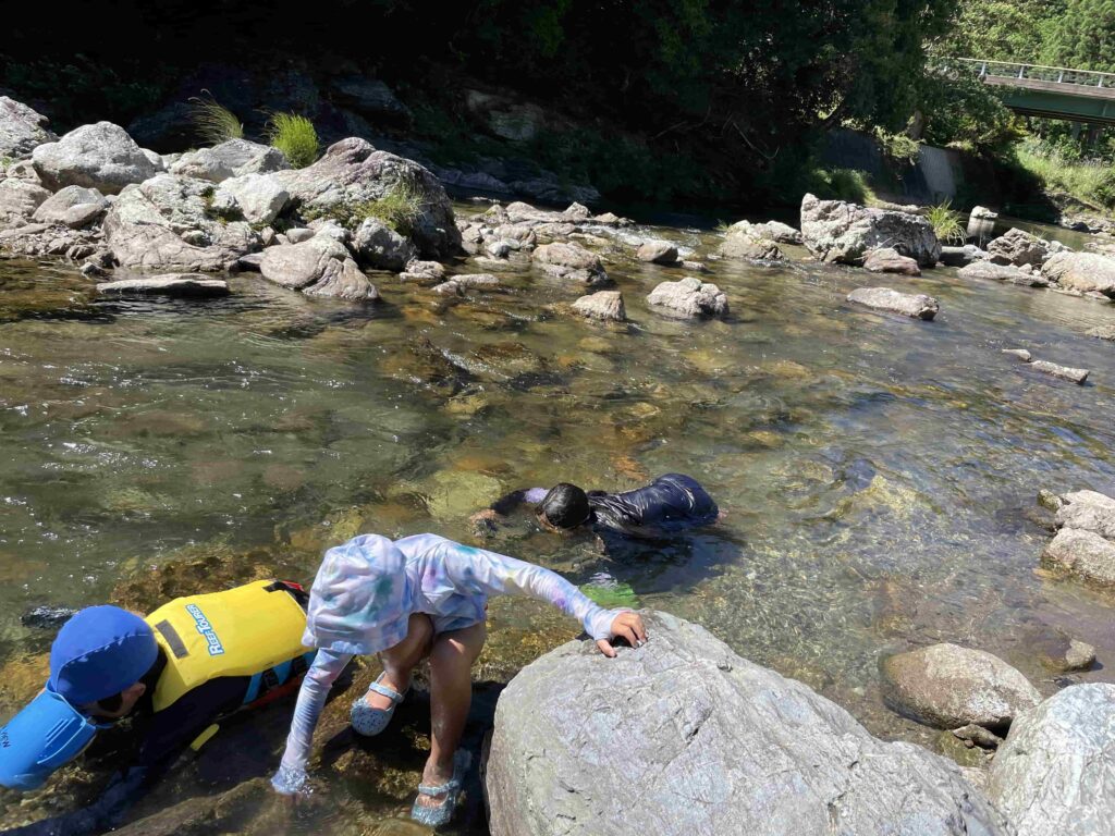 三重県・宮川支流の藤川で夏の川遊び