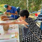 三重県竹細工で川遊び